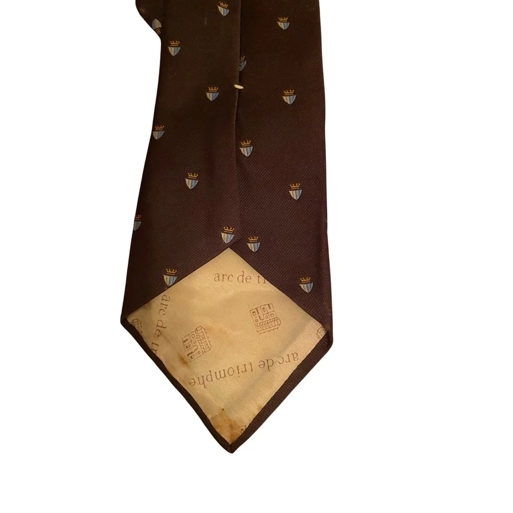 Vintage‎ Sears The Mens Store Arc de Triomphe Brown Crest Crown Motif Necktie